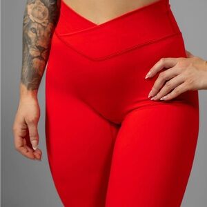 Red Women's High-Waisted Pants